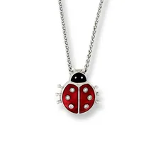 2016 nueva Plata Esterlina 925 encantadora pequeña Mariquita Esmalte rojo colgante de las mujeres declaración collar cadena libre accesorios de época