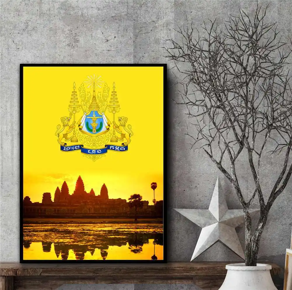 Камбоджа пейзаж художественная фотография холст живопись плакаты и принты для гостиной без рамки Настенная картина домашний декор - Цвет: 1