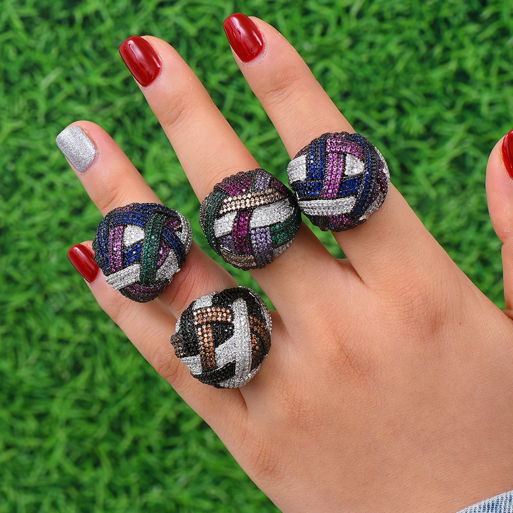 Baratos Diseño de GODKI Monaco declaración de lujo anillo apilable para mujeres circón cúbico de boda compromiso Dubai Punk nupcial anillos de dedo superior