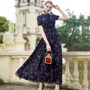 

Elegant Summer Embroidery Newest Runway Maxi Dress Women's Short Sleeve Floral Celebrity Party Ball Gown Long Dress 6591 Vintage