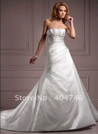 Free Shipping Satin Strapless Straight Neckline Crumb Catcher Bust Free Shipping Satin Strapless Straight Neckline Crumb Catcher Bust Pleated Bodice With Corset Back