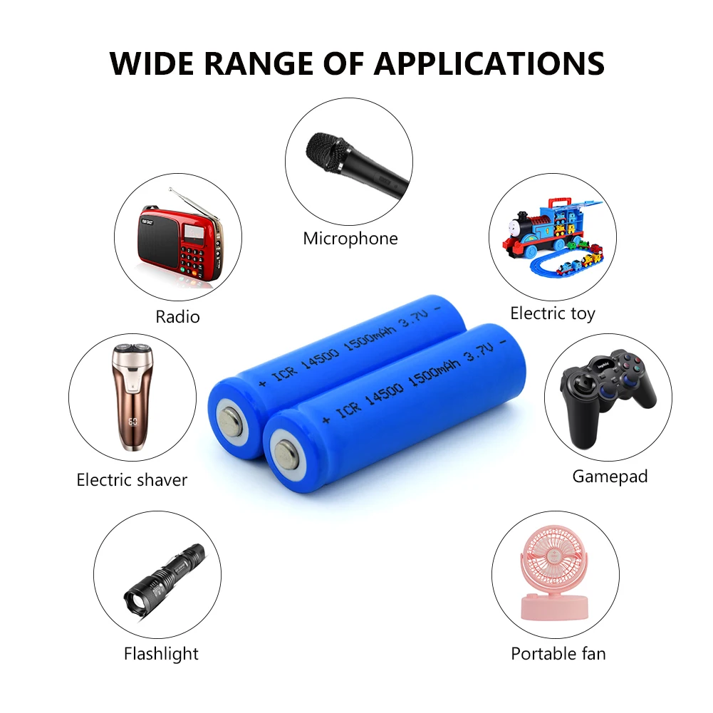 1/2/4/6/8/10x синий ICR 14500 1500 мАч перезаряжаемые батареи 3,7 в вольт 14500 литий-ионный аккумулятор длительный срок службы с Чехол