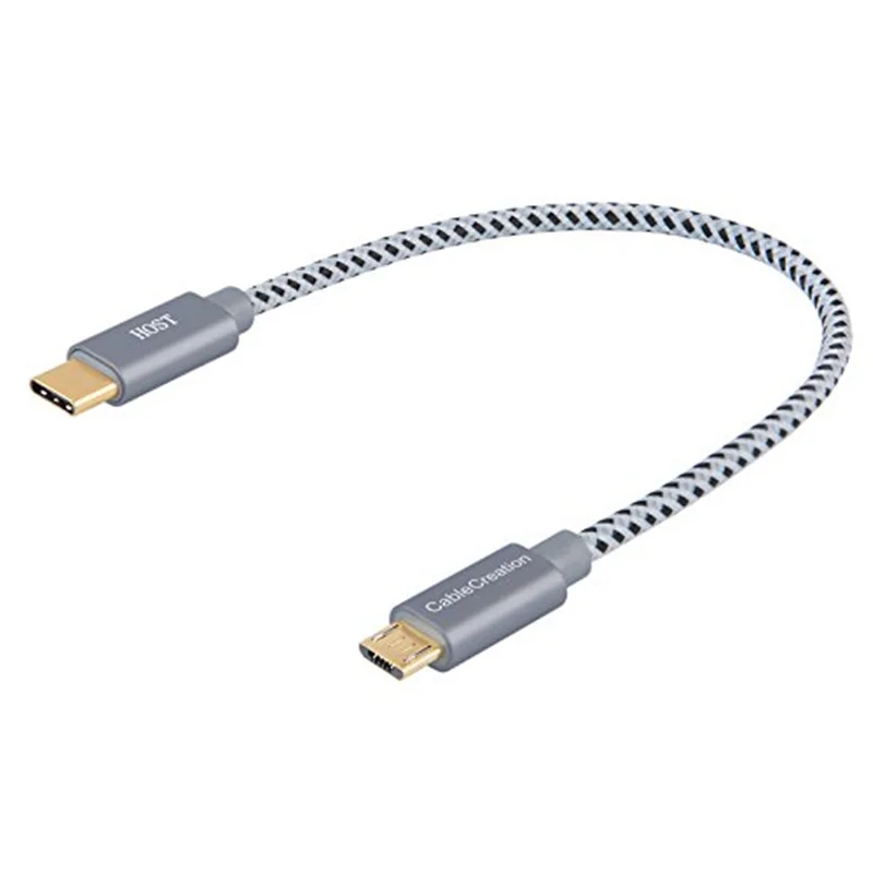 Кабель USB C к Micro USB, спиральный кабель usb type C к Micro B OTG, совместимые устройства Pixel XL 2, type C и Micro-B - Цвет: 0.65ft-Gray