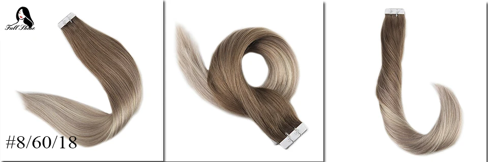 Full Shine Tape in Hair Extensions 50 Gram Glue On Hair Balayage Color Machine Remy Human Hair Extensions Invisible Hair Tapes