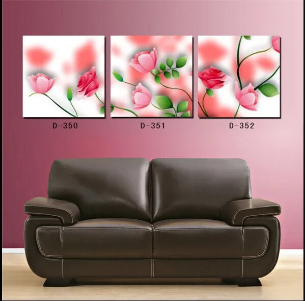 Modern pink rose flowers wall paintings for bedroom decoration canvas