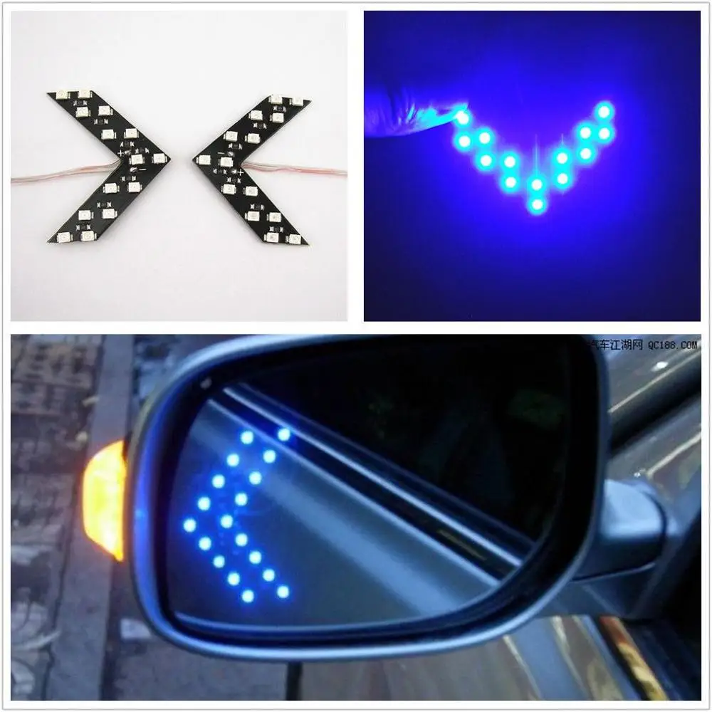 

2Pcs 14 SMD LED Arrow Panel For Car Rear View Mirror Indicator Turn Signal Light Car LED Rearview Mirror Light