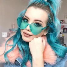 ﹗ Новая мода без оправы Vintage Love Heart Солнцезащитные очки Женщины Luxury Brand Оригинальный