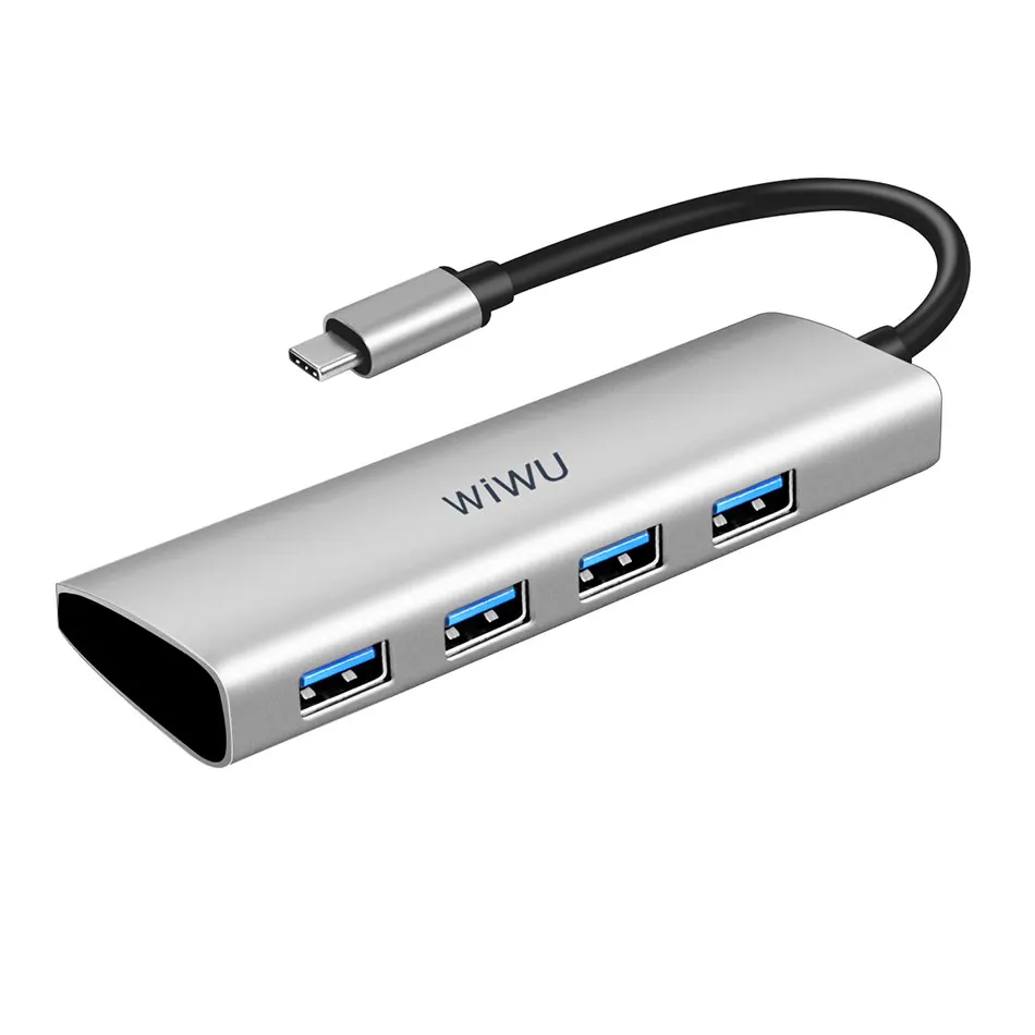 WIWU usb-хаб 4 Порты адаптер multi USB для MacBook Pro Air Mouse USB разветвитель Тип C концентратор для samsung быстрой зарядки ноутбука usb-хаб 3,0