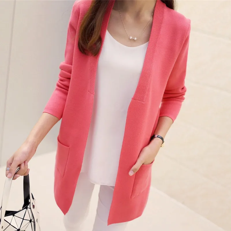 OHCLOTHING شحن مجاني 2019 الربيع والخريف المرأة أعلى متوسطة طويلة سترة قميص سترة