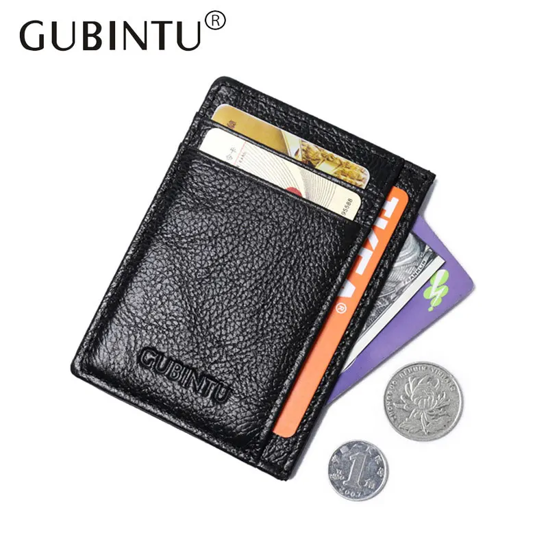 

GUBINTU Brand Slim Man Genuine Cowhide Leather Male Credit Card Holders Thin Money Dollar Clip Wallet Purse ID Pocket for Men