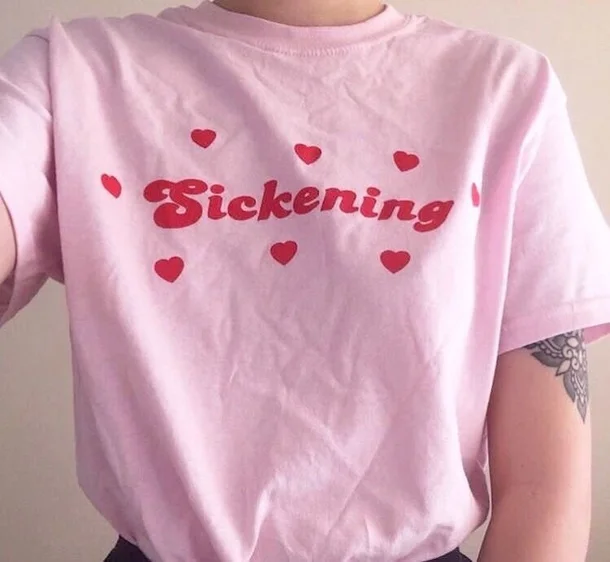 Sickening Aesthetic Pink T Shirt Women Tumblr Fashion Cute Tee Shirt