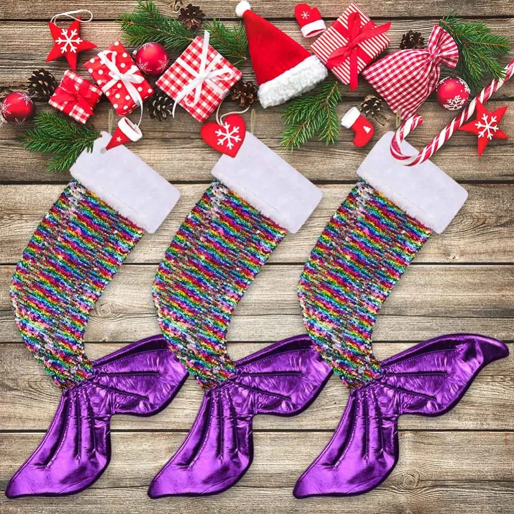 Теплый рождественский подарок; носки с сумкой ярких цветов; стильные детские носки с собачьей лапой, русалочкой, снеговиком; Рождественский подарок; Новогоднее украшение
