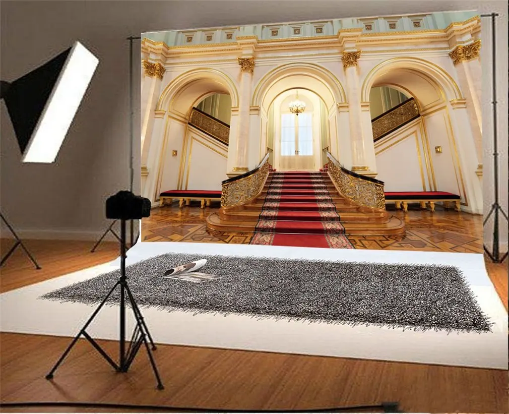 Photography Backdrop Interior European Architecture Luxury Palace Red Carpet Vintage Floor Photo Background | Электроника
