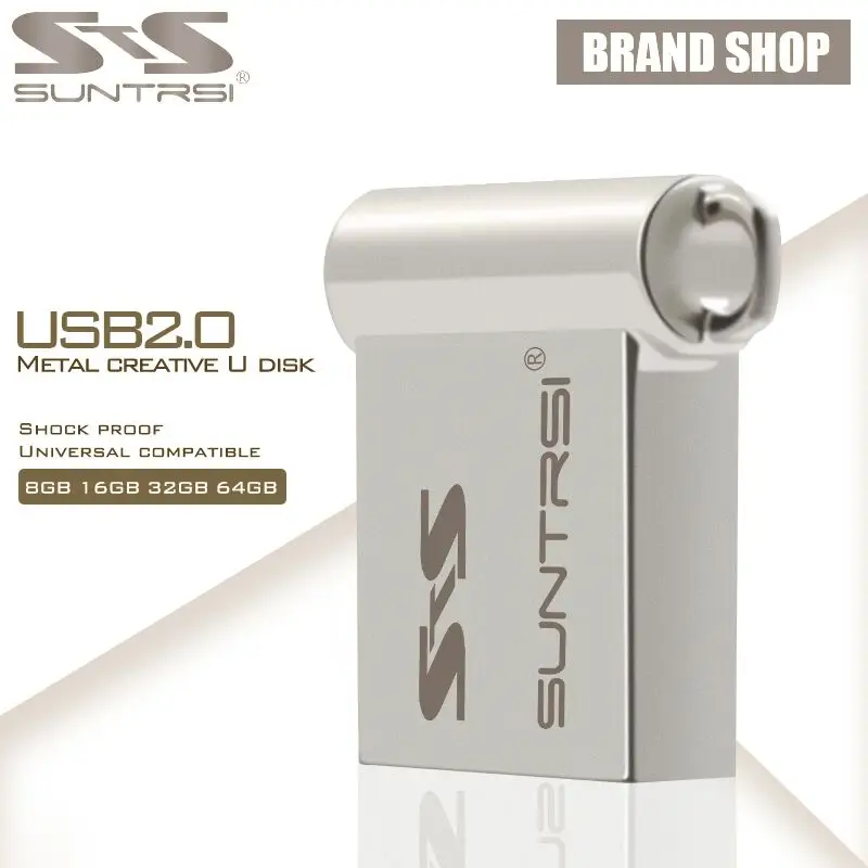 

Suntrsi usb flash drive 64gb Mini usb stick 32gb 16gb pen drive Metal USB 2.0 4gb Customized logo Waterproof Real Capacity