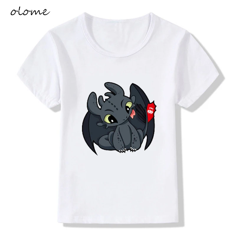 Новое поступление, Детская футболка с героями мультфильмов белая футболка с рисунком «Как приручить дракона» для мальчиков и девочек, детские повседневные рубашки топы KTP6122