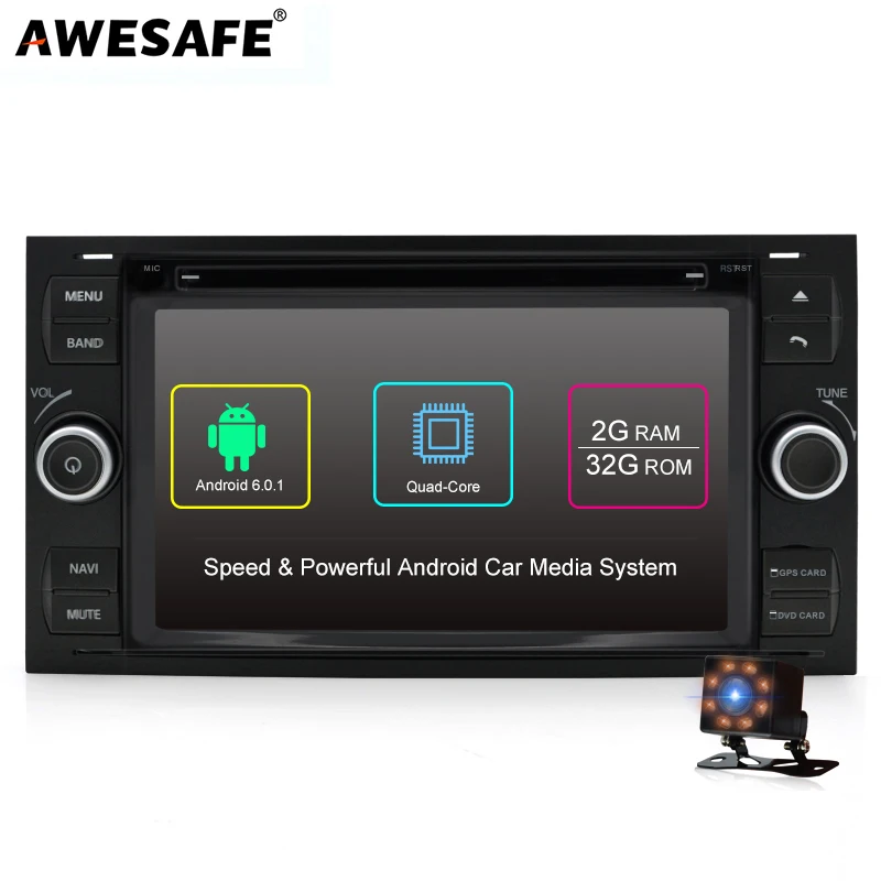 Awesafe 2 DIN android-автомобильный dvd мультимедийный плеер для Ford Focus 2005 2006 2007 с GPS