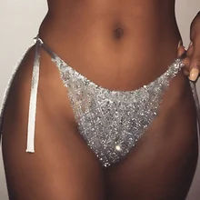 Женский бикини блестки Нижняя повязка бикини-танга стринги 1 шт женские сексуальные