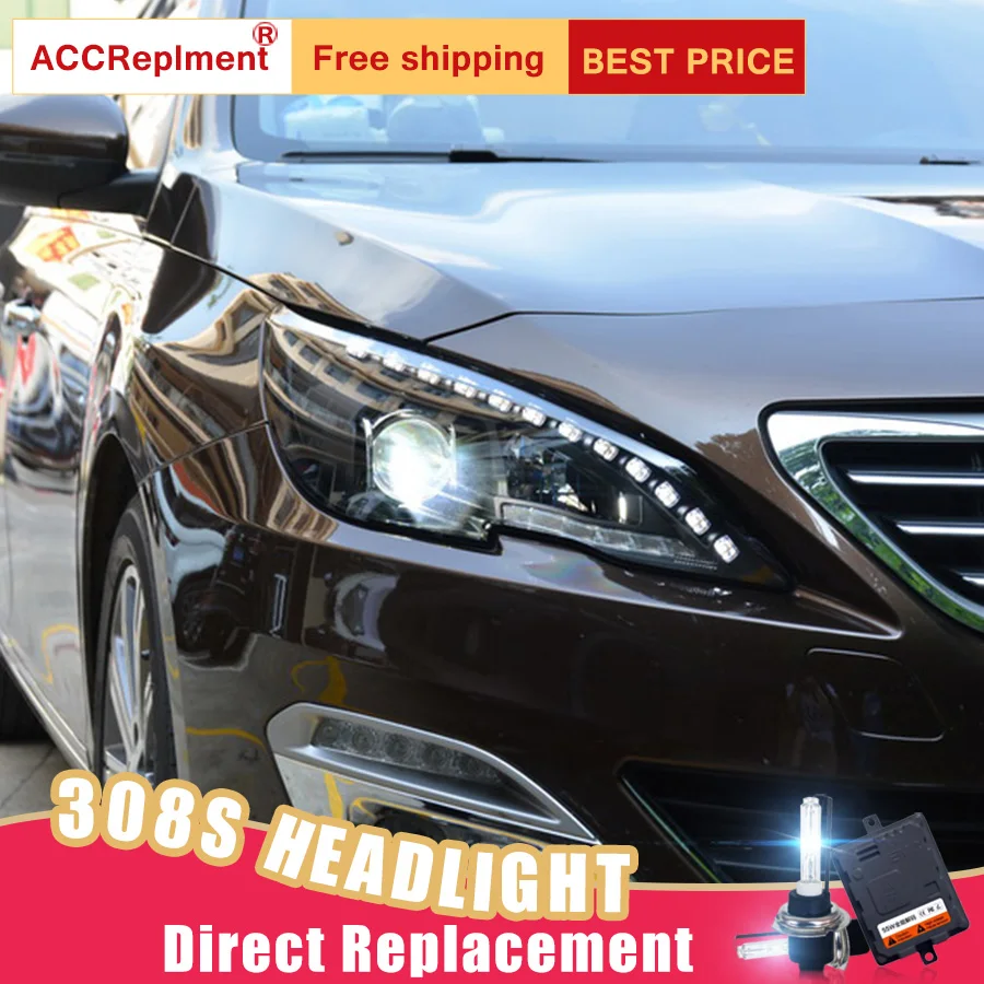 2 шт. светодиодный фары для Peugeot 408 308S 2014 2018 Автомобильные ангельские глазки