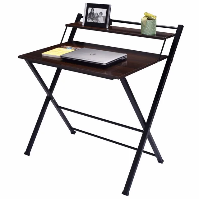 Giantex 2 Tier Folding Computer Desk Home Office Furniture Modern Giantex 2 Tier Folding Computer Desk Home Office Furniture Modern Wood Workstation Table Foldable Study