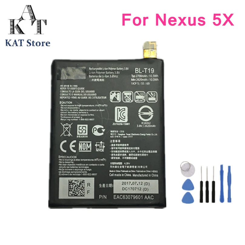 Замена батареи для телефона KAT BL-T19 2700 мАч LG Nexus 5X H791 H798 H790 лучшее послепродажное