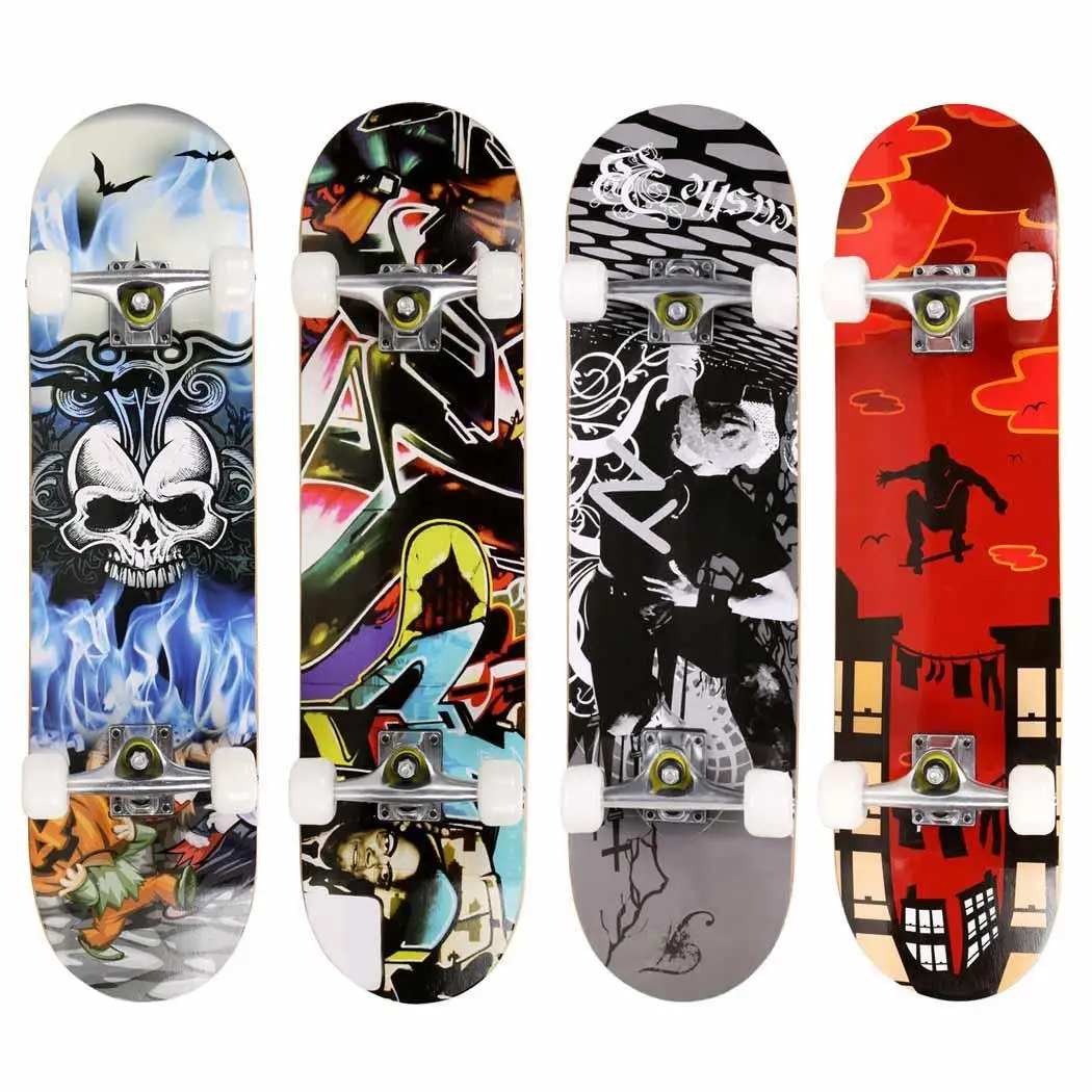 

Deck Skateboard Complete Skateboard PRO Print Wood Style Extreme Sports Skate Board Pulley Wheel Wood Board Hove for Children