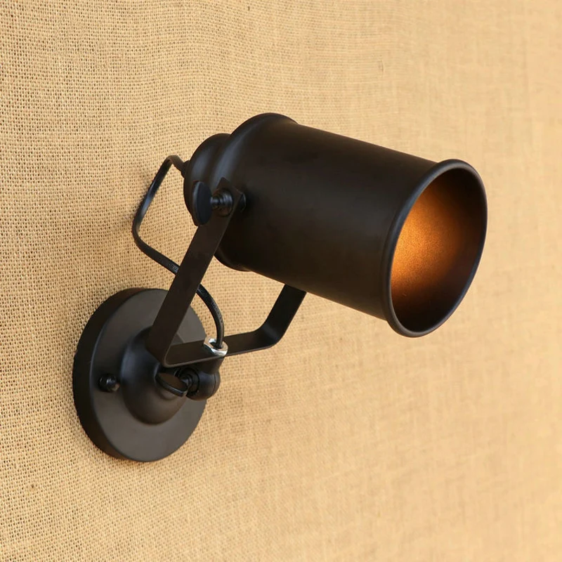 

American country loft bar restaurant hotel living room aisle stairs can adjust the personality wrought iron wall lamp