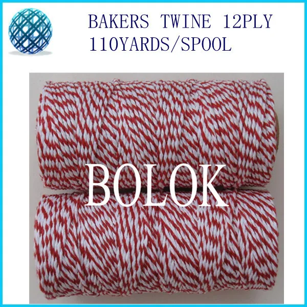 

red/white cotton Baker twine 110yards/spool,bakers twine free shipping