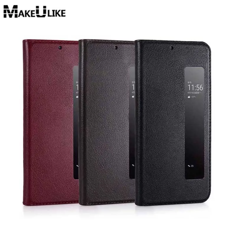 

MAKEULIKE Case For Huawei P20 Pro Genuine Leather Cover Magnetic &Window View Coque For Huawei P20/P20 Pro Flip Case Fundas