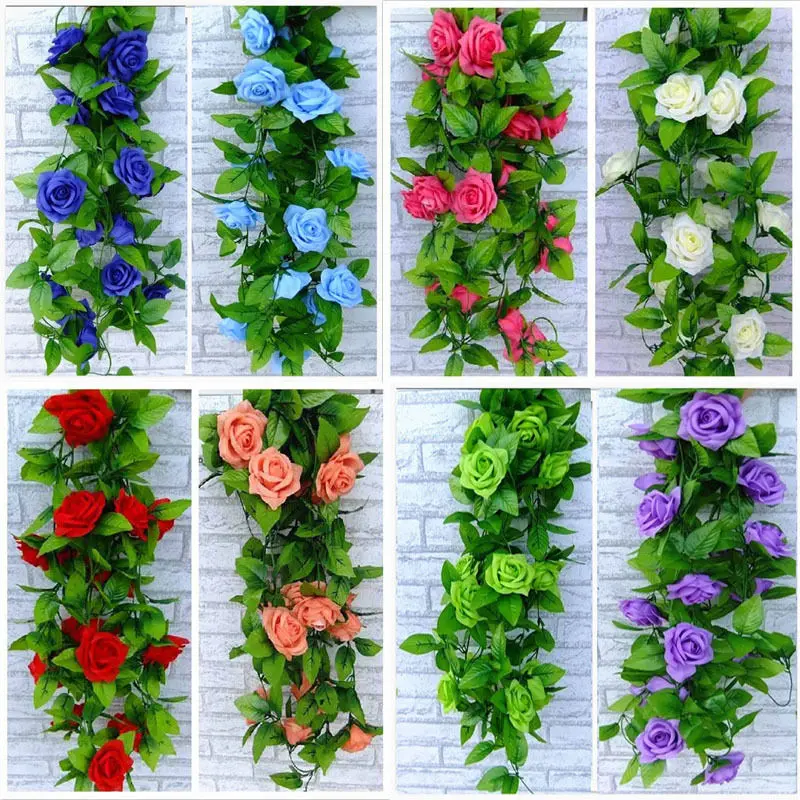 25m artificial rose garland silk flower vine ivy leaf garland plants home wedding garden decoration - Silk Arrangements For Home Decor 2 25m artificial rose garland silk flower vine ivy leaf garland plants home wedding garden decoration - Silk Arrangements For Home Decor 2