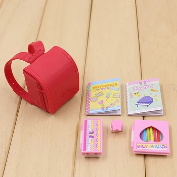 

Doll Furniture 6pcs Doll School Bag Stationery Accessories for Licca Doll for Barbie Doll House Best Gift Toy for Girl