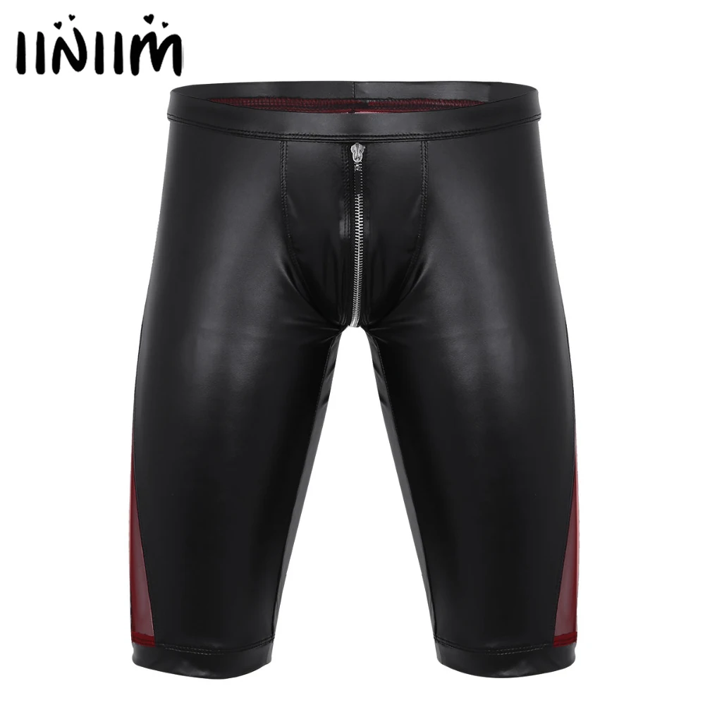 

Sexy Mens Zipper Crotch Mesh See-through Splice Low Rise Slim Fit Tight Jockstraps Boxer Shorts Evening Party Clubwear Costumes