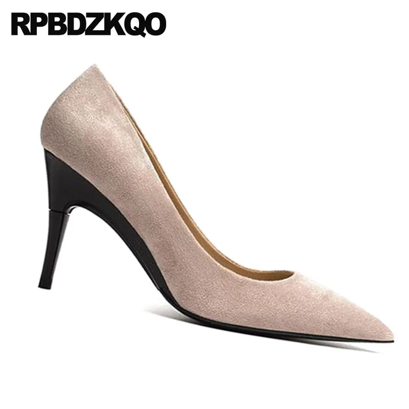 Cm Orteil nu Haute Pointu Taille vin Pompes En Anormales Vin Femmes Scarpin Amovibles Catwalk Chaussures Talons Rose Daim Rouge 34 8 rose 2018 4 Rouge rouge Noir Avec Nu HH6qfnr