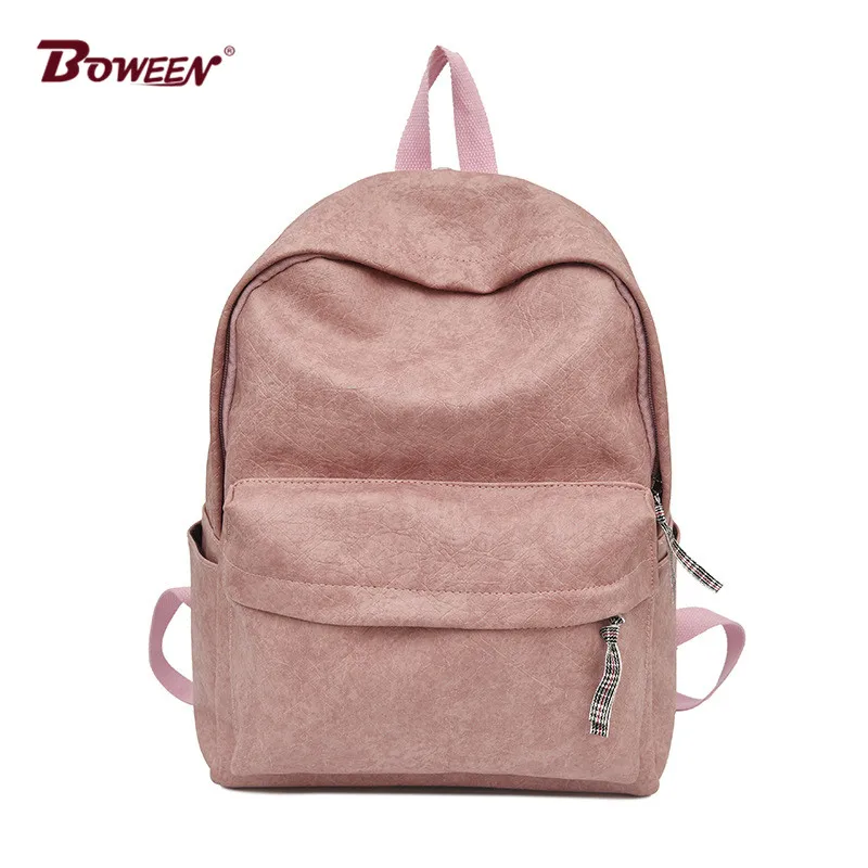 

2018 Autumn backpacks women school leather pu soft quality backpack schoolbag for girls teenagers Preppy Style bagpack female