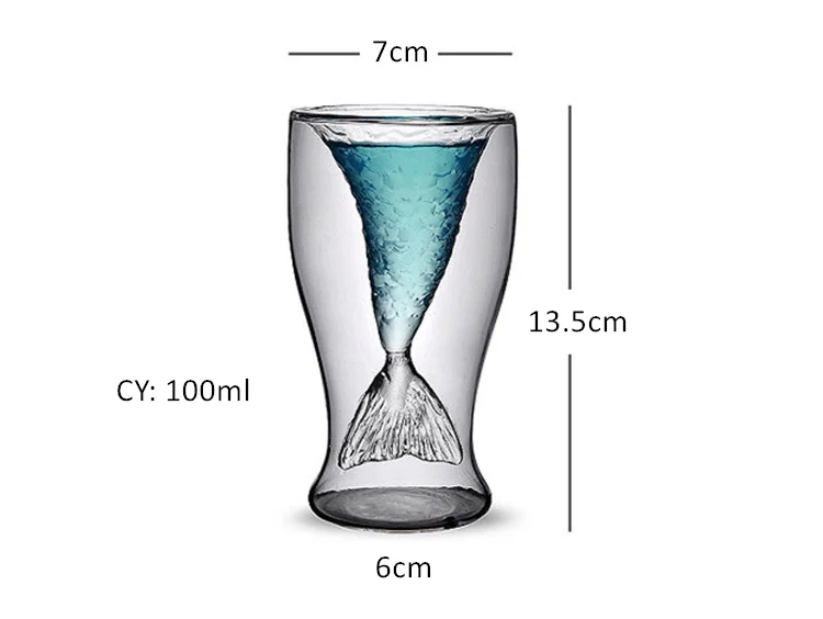 Креативная Русалочка для стакана для коктейля чашки 100 мл бокал для вина с двойными стенками es Забавный стакан для виски, водки Милая Дамская пивная кружка Прямая поставка
