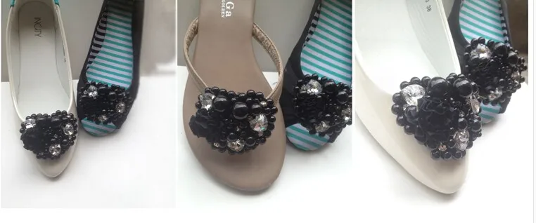 ; 2 шт./партия модные женские туфли со съемным украшением в виде сердца и жемчуга; обувь с пряжкой черного и белого цвета