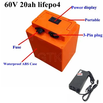 

Rechargeable e bike battery 60V 20ah for 60v 2000w 2500w 1500w motor with BMS ABS case batterie 60v bicycle +73V 3A charger