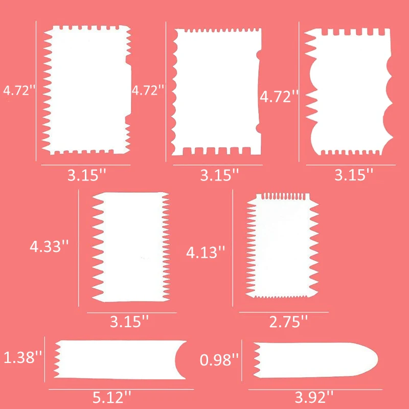 

7pc/lot Decorating CAKE SCRAPER Utensils Icing FONDANT BAKING Jagged SAWTOOTH Knife For Dough