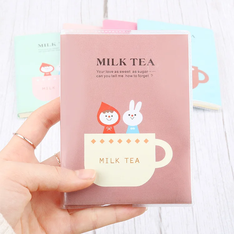 

6 Styles of Cute Cartoon with Rubber Cover Milk Tea Time Notepad, Creative Leaflet Notepad Student Gift Stationery