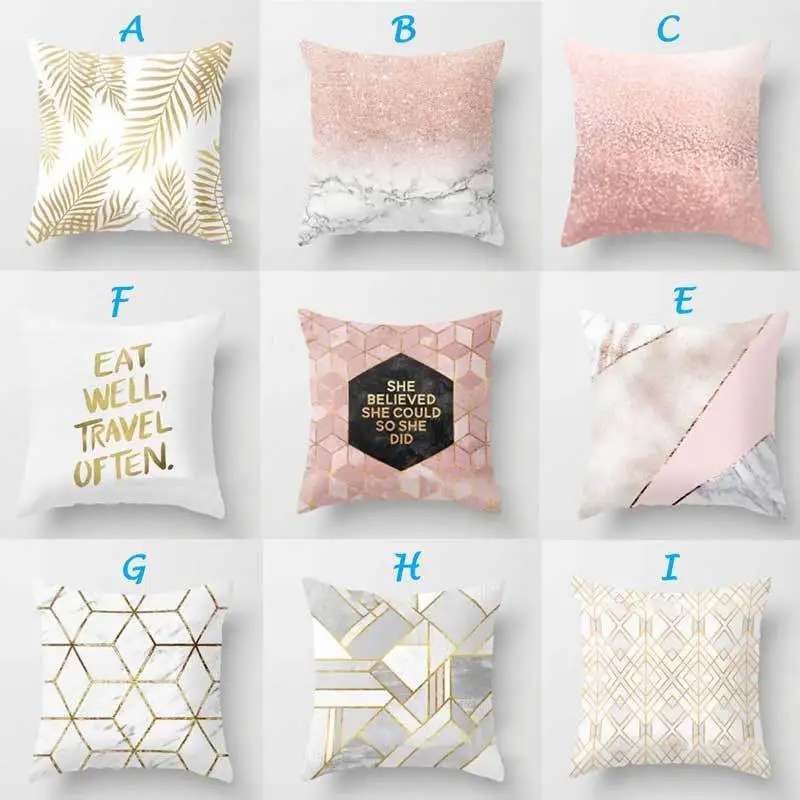 Home Textile Gold Shining Printed Polyester Throw Pillow Case Sofa Cushion Cover Home Decor Cushion Cover