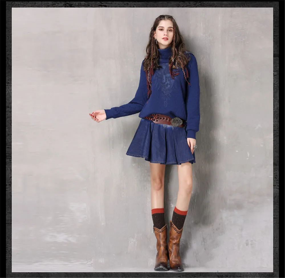 Vintage Thicken Women Hoodies Winter 2018 Spring Ethnic Embroidery Hooded Warm Long Sleeve All-match Pullover Knit Sweatshirt (9)