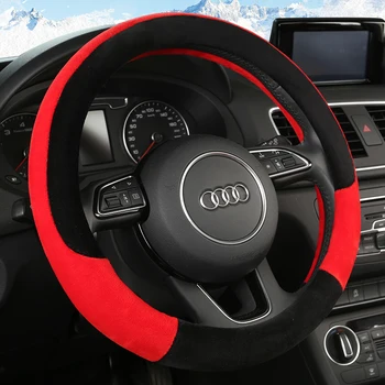 

KKYSYELVA Warm Fur Car steering wheel cover Winter Woolen Interior Accessories 38cm wool Auto Steering-wheel Covers