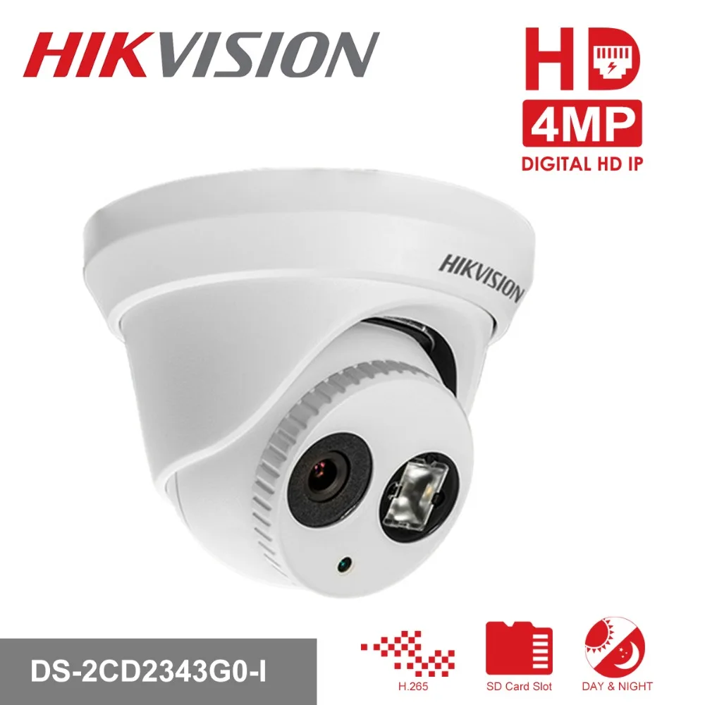 

Original HIK Turret 4MP IP Camera DS-2CD2343G0-I HD CMOS IR Fixed Network Security Night Version Camera with SD Card Slot