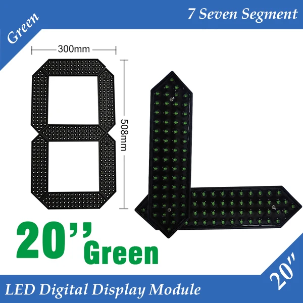 

10pcs/lot 20" Green Color Outdoor 7 Seven Segment LED Digital Number Module for Gas Price LED Display module