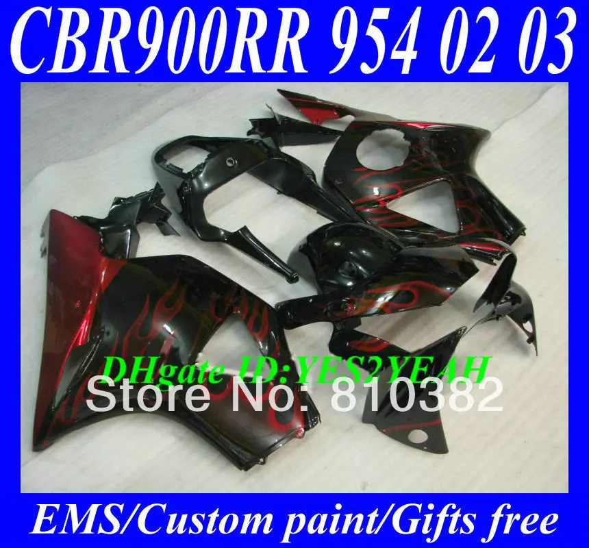 

Motorcycle Fairing kit for HONDA CBR900RR 02 03 CBR900 954 CBR900RR 2002 2003 Red flames black ABS Fairings set HP34