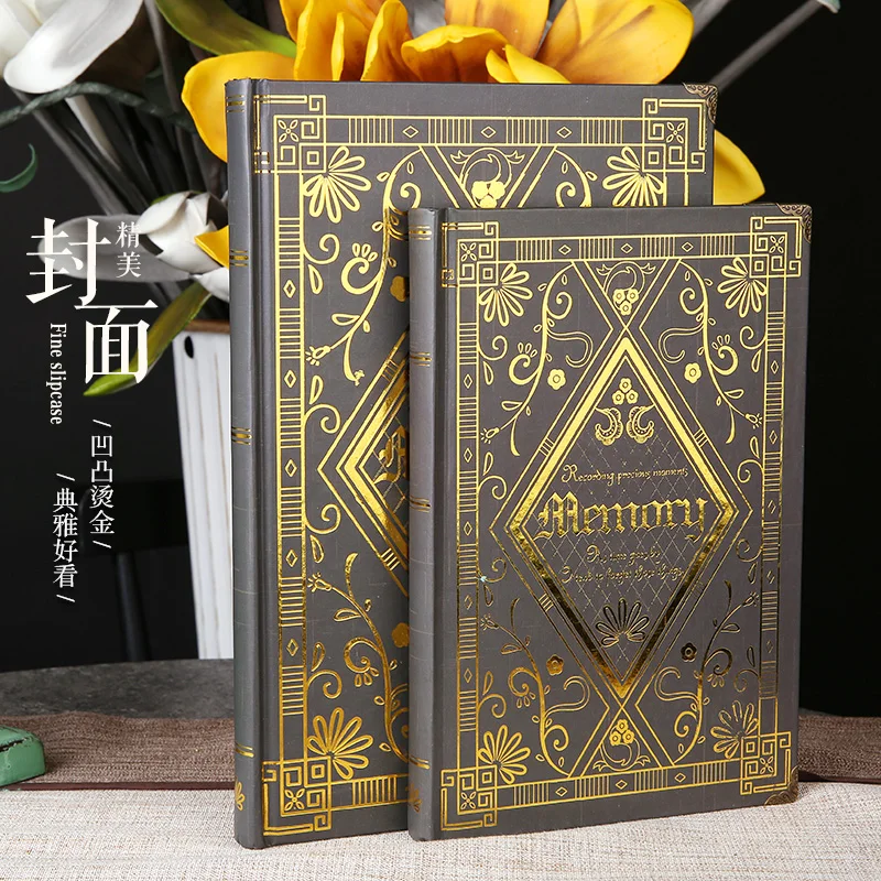 

KUANHUA Bronzing Notebook Hard Surface Diary A5B5 Creative Retro Thick Notebook 1PCS