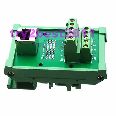

Ethernet RJ45 jack pin 9 Pin Terminal Breakout DIN Rail Mounting Carrier