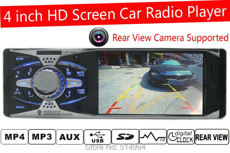  2015 New 4'' inch TFT HD screen car radio,Support rear camera USB SD aux in radio with remote control,1 din car audio stereo mp5 