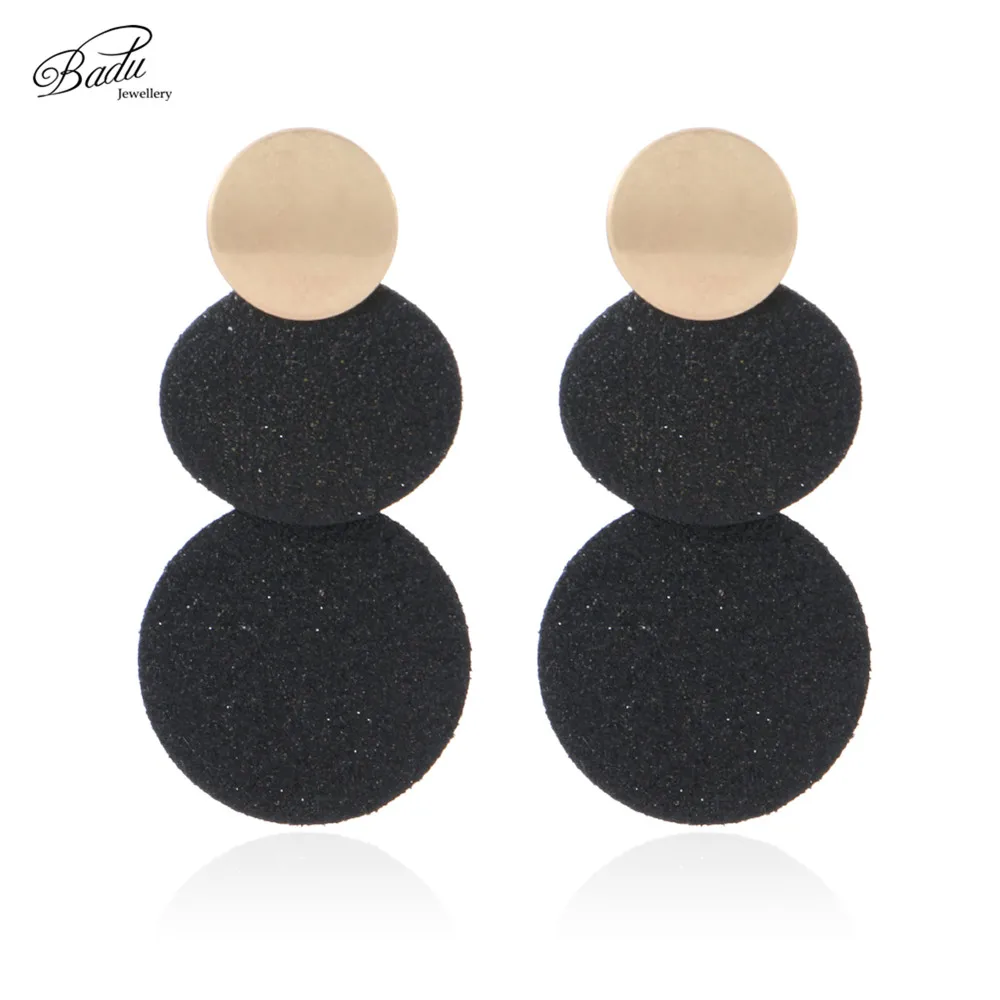 

Badu Big Statement Earrings for Women Black Shiny Sequins Long Dangle Drop Earrings Party Jewelry Wholesale