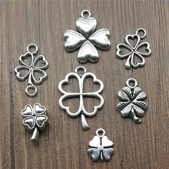 

20pcs Clover Pendant Charms Antique Silver Color Lucky Clover Charms Jewelry Clover Lucky Charms Jewelry Accessories