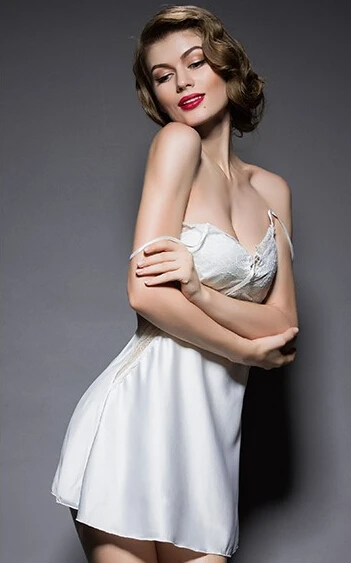 

Ladies Imitated Silk Braces Dress Lace Sleepwear Nightgown Nightwear